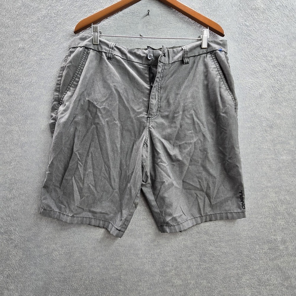 O'Neill Men Shorts 36 Gray Chino Casual Button Zipper Logo
